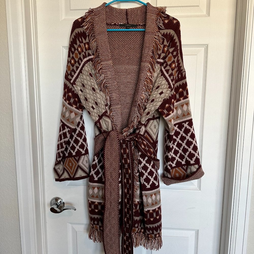 Gorgeous maroon and gray sweater dress/coat